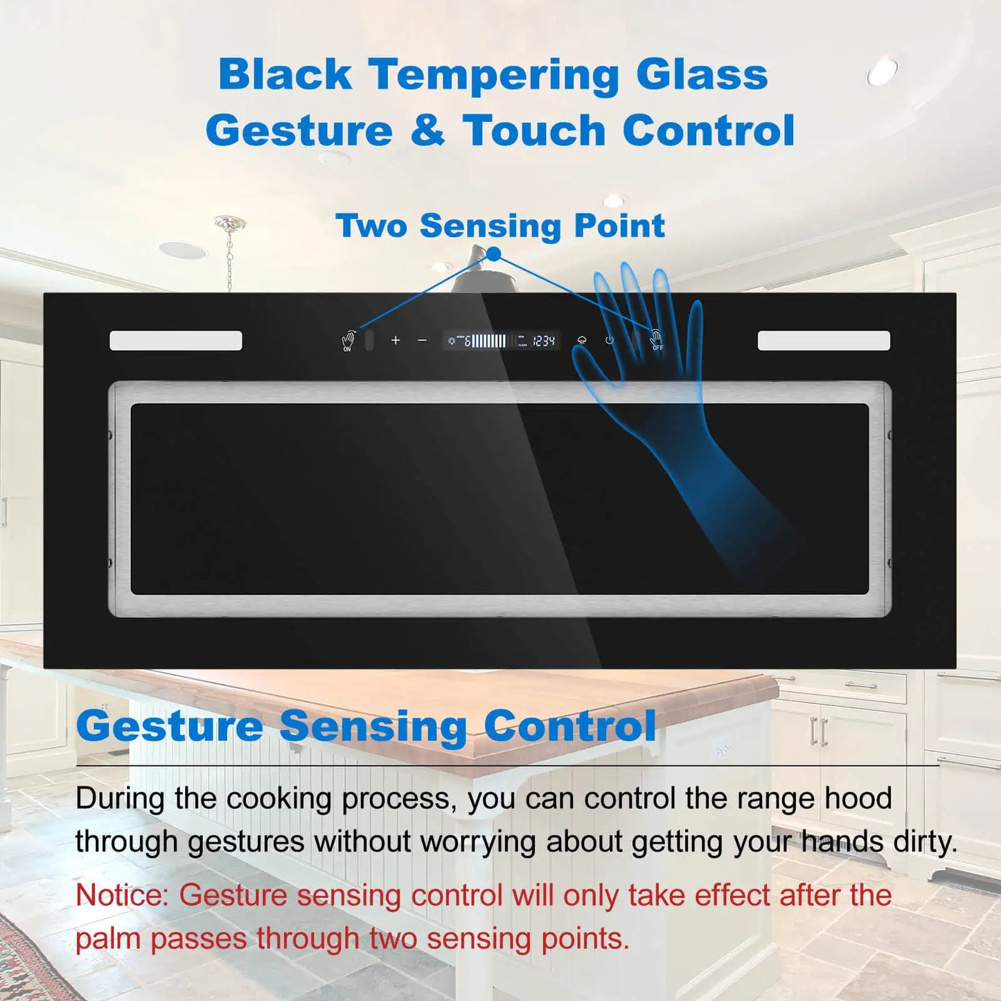 Tieasy 30 inch 900CFM Built-in Gesture Touch Sensing Control Ducted/Ductless Kitchen Range Hood YYB1670T