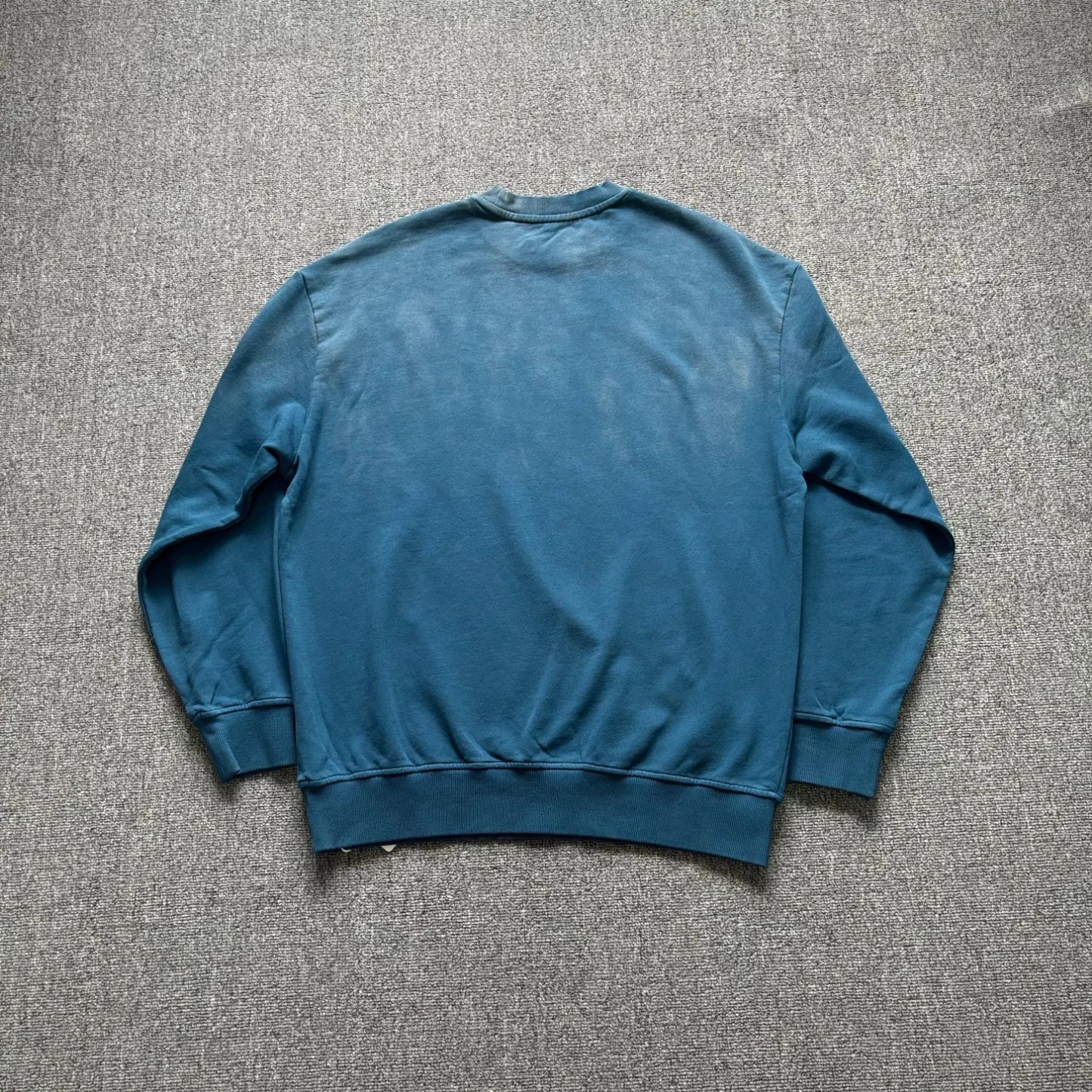 Men's washed distressed round neck long-sleeved sweatshirt retro gradient loose shoulder solid color pullover casual top