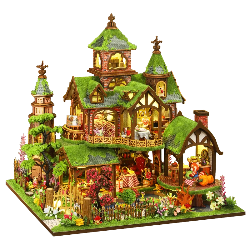 DIY Doll House Wooden Miniature Kit Furniture Litht Dollhouse Furniture Handmade Model Assembly Toys Case Birthday Gifts