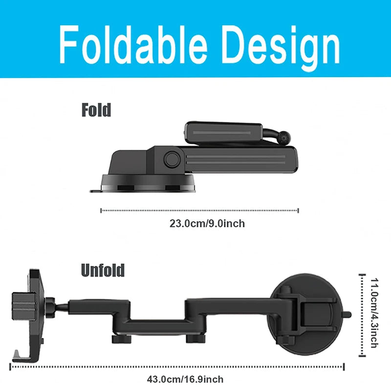 1pcs Black Car Phone Mount Holder Adjustable Height Suction Cup Type Universal Suitable for Truck Dashboards Cell Phone Bracket