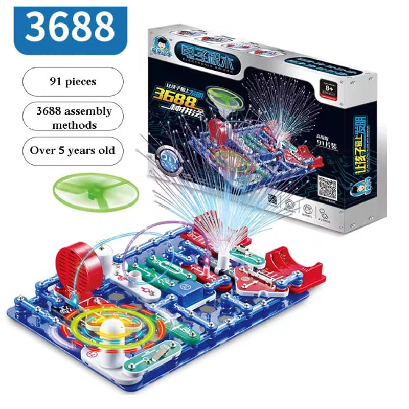 Puzzle New Circuit Electronic Building Blocks Scientific Experiment Education Children Assemble Toys Electronic Exploration 8+