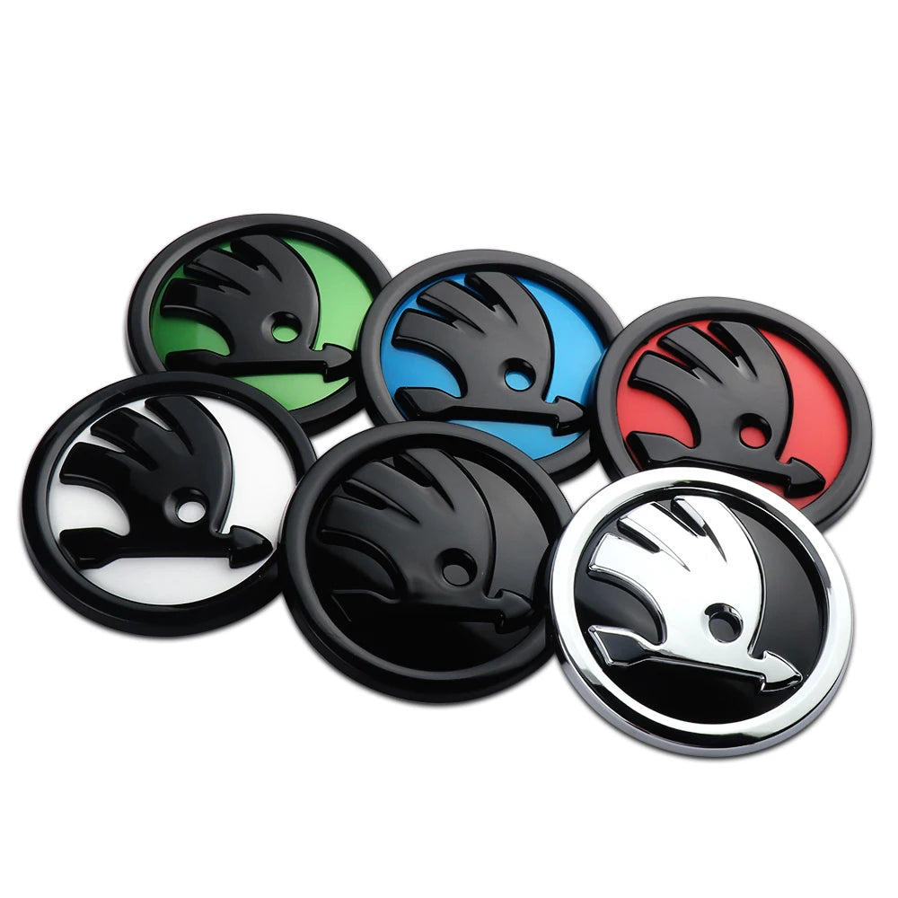 8/9/10cm Emblem Car Front Hood Badge Rear Trunk Sticker for Skoda Octavia Rapid Fabia S Logo Superb KAMIQ Kodiaq VRS Accessories