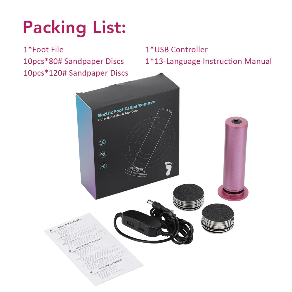 USB Electric Foot Callus Remover Foot Care Tool Leg Heels Remove Dead Skin Pedicure Tool Set With Replacement Sandpaper