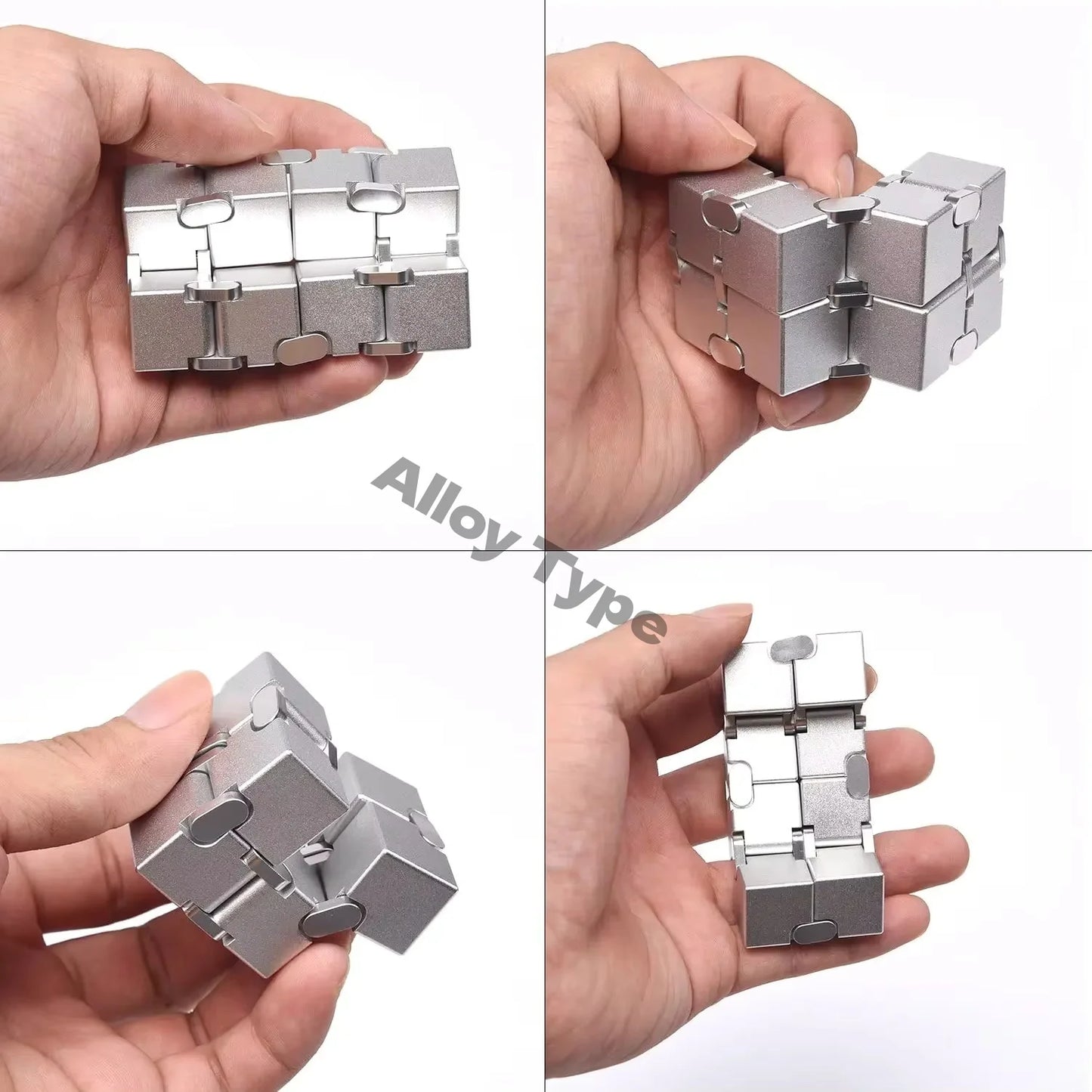 Alloy & Plastic Infinity Cube Fidget Toy Sensory Stress Relief Anti-Anxiety Fidget Toy Collapsible Infinite Flip Calming Gadget