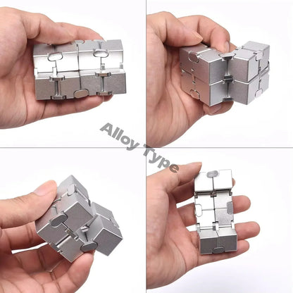 Alloy & Plastic Infinity Cube Fidget Toy Sensory Stress Relief Anti-Anxiety Fidget Toy Collapsible Infinite Flip Calming Gadget