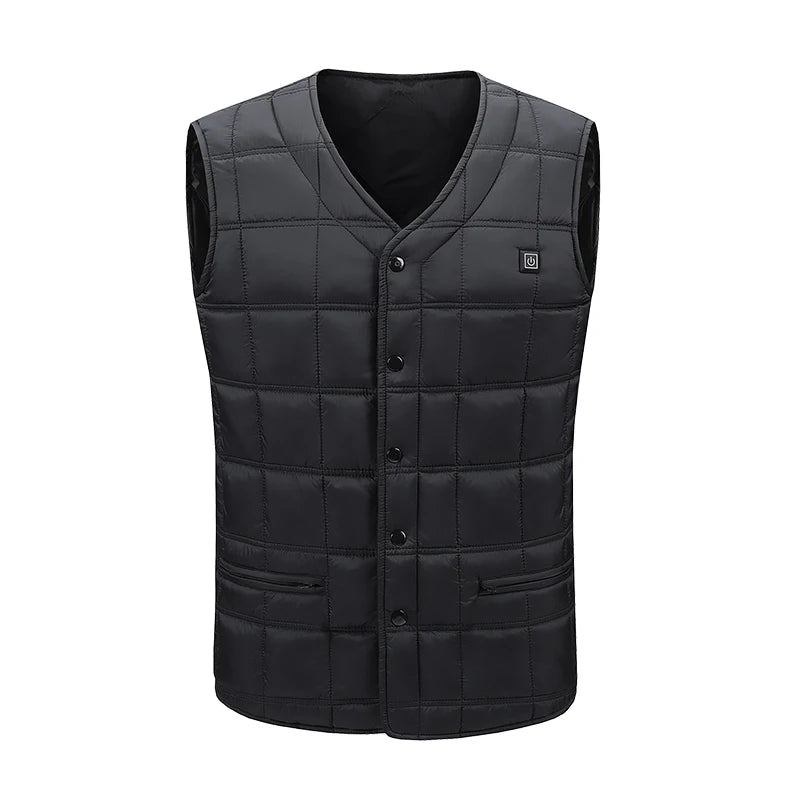 New Winter Fashion Versatile 5-Zone Intelligent Heating Vest For Men Outdoor Warmth USB Heating Waistcoat Coat (No Power Bank)