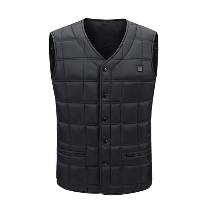 New Winter Fashion Versatile 5-Zone Intelligent Heating Vest For Men Outdoor Warmth USB Heating Waistcoat Coat (No Power Bank)