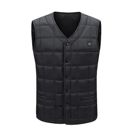 New Winter Fashion Versatile 5-Zone Intelligent Heating Vest For Men Outdoor Warmth USB Heating Waistcoat Coat (No Power Bank)