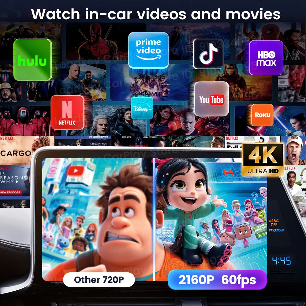 CarlinKit 3 In 1 Android 15 CarPlay Ai Box Wireless Adapter Android Auto Qualcomm SM6350 128GB 8-Core for Youtube Netflix FOTA