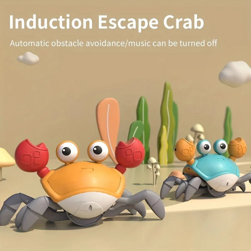 Interactive Escaping Crab Toy Induction Robot Crab Auto Obstacle Avoidance Electronic Pet with Music LED Lights Rechargeable 14+