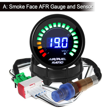 2'' 52mm Air Fuel Ratio Gauge 2 In 1 Voltmeter AFR Car Gauge Can Be Paired With Narrowband O2 Oxygen Sensor Fit for 12V Vehicle