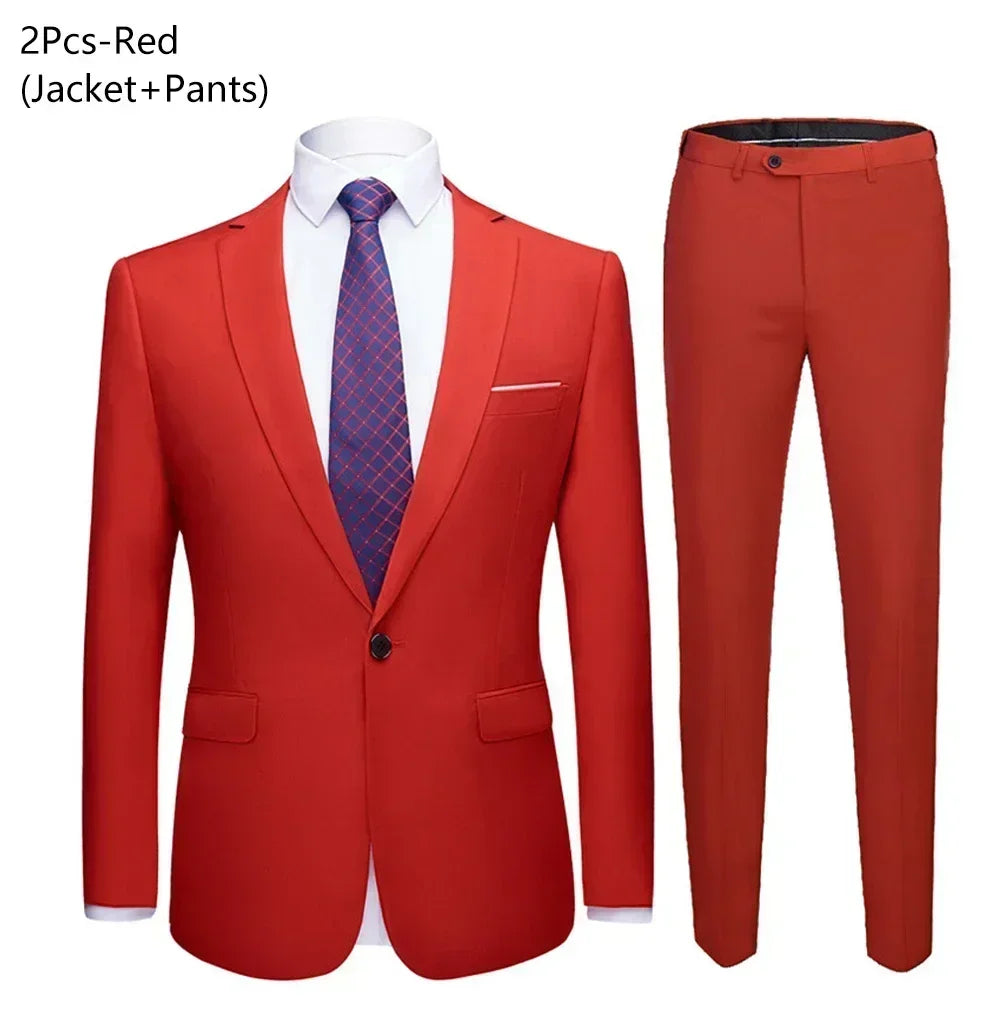 Suit Men Elegant For Wedding 3 Pieces 2 Set Jackets Vest Pants Blazers Groom's Formal Full Business Coats 2025 Costume