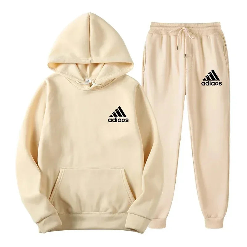2025 Winter Hoodie Sets Men Fashion Fleece Red Hoodies Black Brand Pants Casual Jogger Suit Tracksuit Sweatshirt Woman Pullover