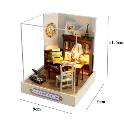 Coffee Shop Doll House Mini DIY Kits Making Room Assembling Toys Bedroom Decorations Furniture Dollhouses Toys For Xmas Gifts