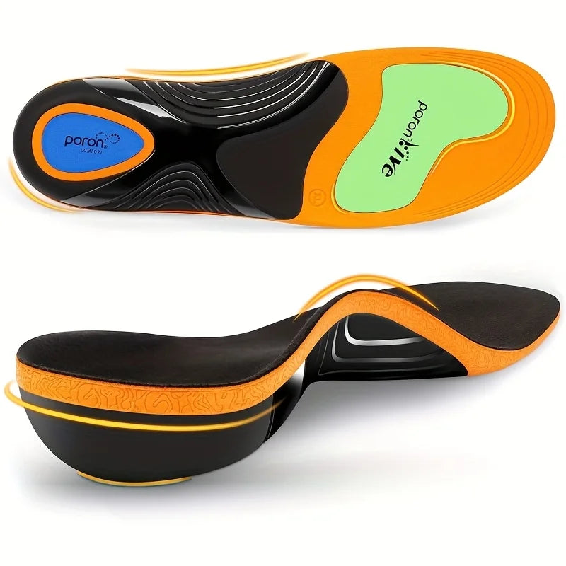 Unisex High Arch Support Sports Orthotic Insoles, PU Shock-Absorbing Shoe Inserts for Flat Feet Relieve Foot Pain & Fatigue