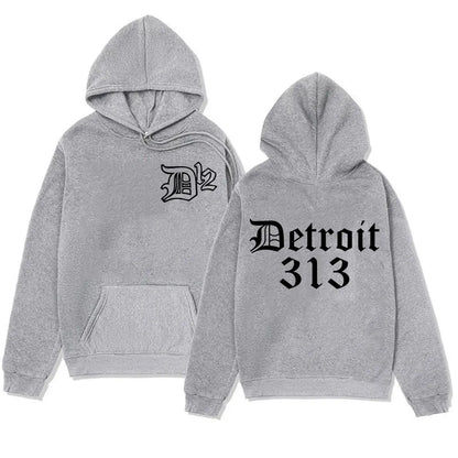 D12 Band Rapper Eminem Hoodie Detroit Michigan 313 Print Hoodies Men Women Hip Hop Vintage Style Sweatshirt Oversized Streetwear