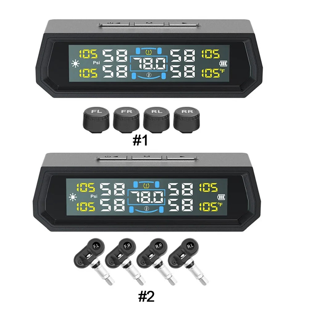 T17 Car Wireless TPMS Tire Pressure Monitor Solar/USB Powered LCD Digital Display Tire Pressure Monitoring System For SUV Truck