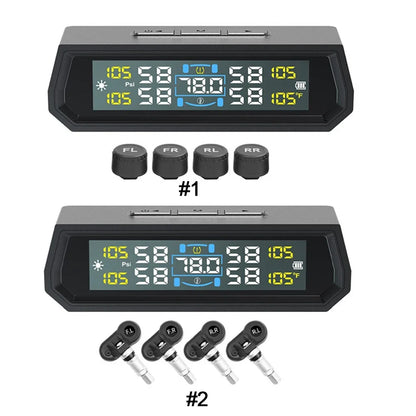 T17 Car Wireless TPMS Tire Pressure Monitor Solar/USB Powered LCD Digital Display Tire Pressure Monitoring System For SUV Truck