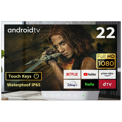Soulaca 22inches Mirror SmartTV Waterproof 1080P HD Panel Built-in WiFi Bluetooth Android 11.0 New Model 2024 Magic LED US EU