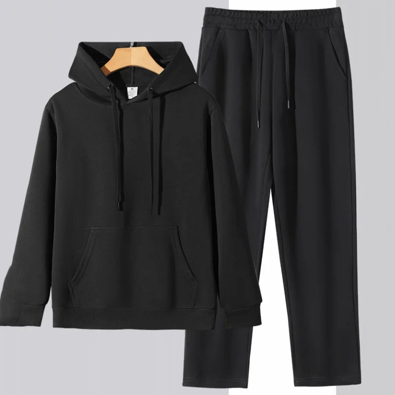 Men's Plus Size Casual Suit Hoodies Sweatshirt Sweatpants Straight-Leg Pants Loose Fit Versatile Casual Autumn Winter Sports Set