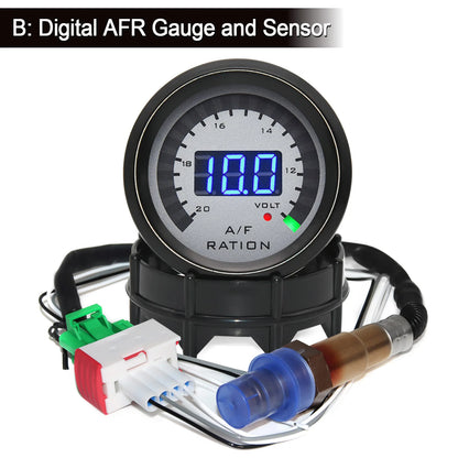 2'' 52mm Air Fuel Ratio Gauge 2 In 1 Voltmeter AFR Car Gauge Can Be Paired With Narrowband O2 Oxygen Sensor Fit for 12V Vehicle