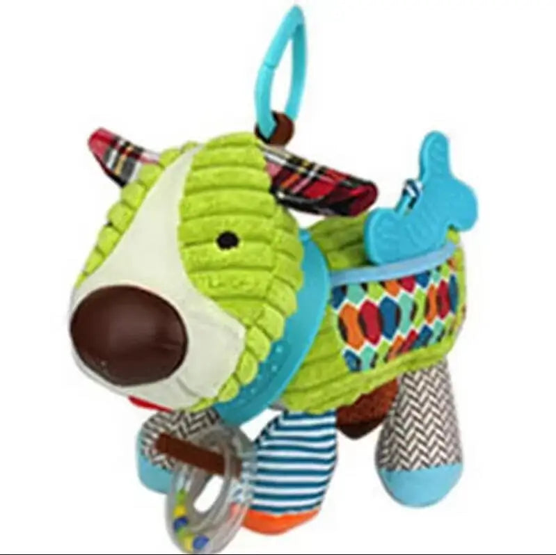 Animal Plush Baby Teething Toy Infant Stroller Hanging Rattle with Teether Soft Sensory Stuffed Animal Toy for Newborn 0 12Month