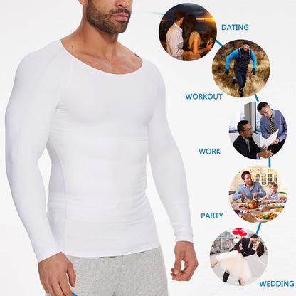 Long Sleeved Shapewear for Men Slimming Body Shaper Top Belly Reducing Fat Burning Loss Weight Waist Trainer Sweat Corset 2024