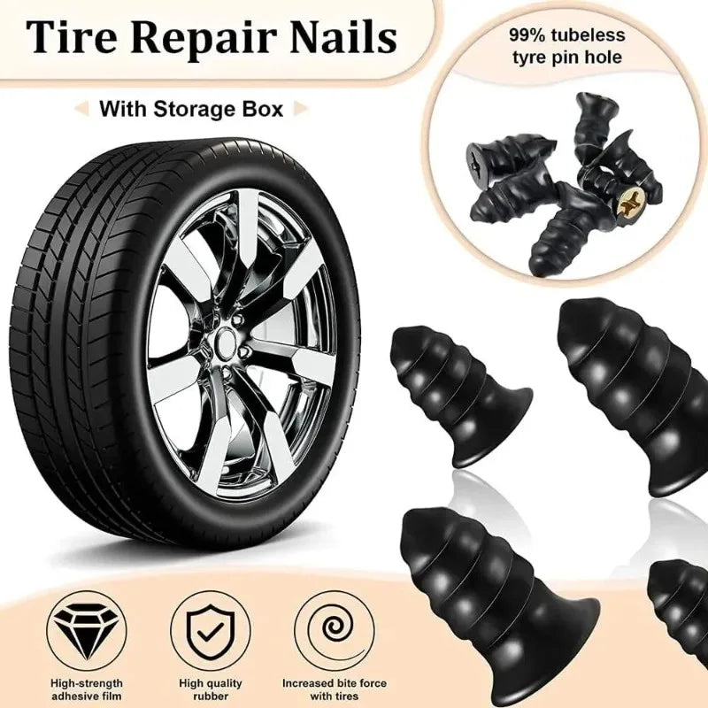 20PCS Car Motorcycle Tubeless Tire Repair Nails Mushroom Rubber Nails Quick Emergency Repair Tool Kit for Electric Vehicle
