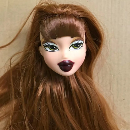 2001 Version Rare Face Doll Heads Classic Bratss White Brown Skin Colorful Hair Girl Boy Doll Parts for Collectors