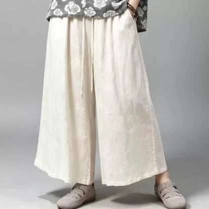 Loose Cropped Wide-leg Pants Women Summer Casual Pant LX5850