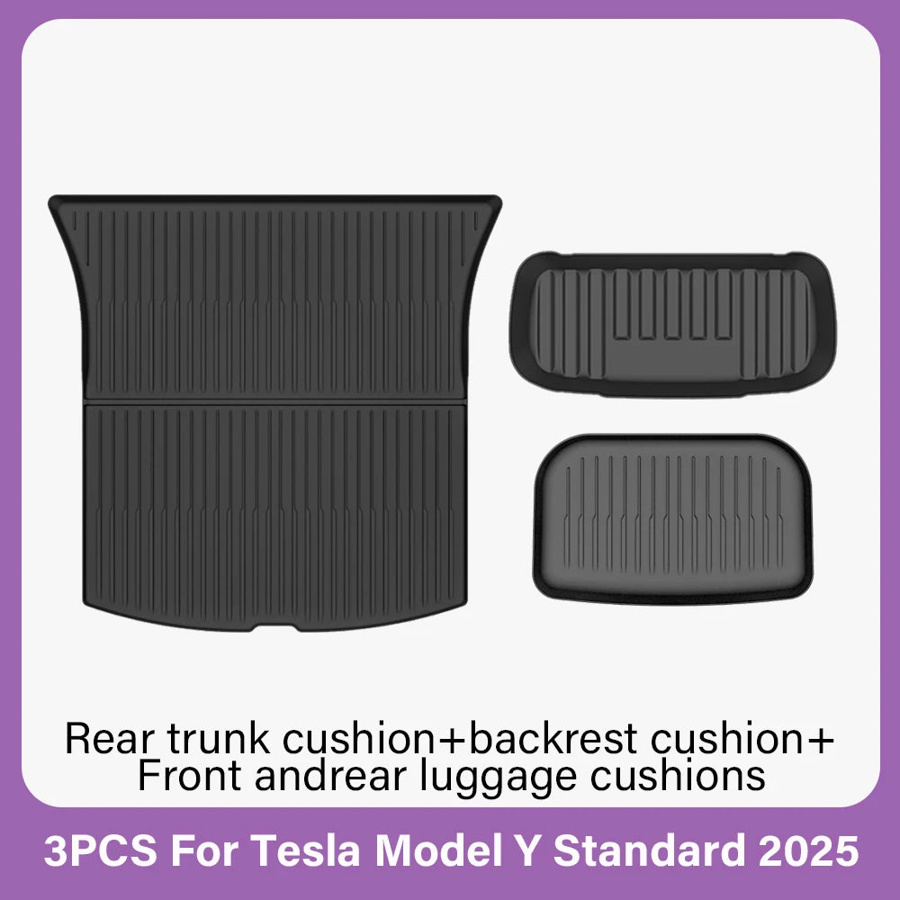 TPE Car Floor Mats for New Tesla Model Y Standard 2025+ Waterproof Cargo Liner Non-Slip Trunk Mats Foot Pads Luggage Mat ModelY