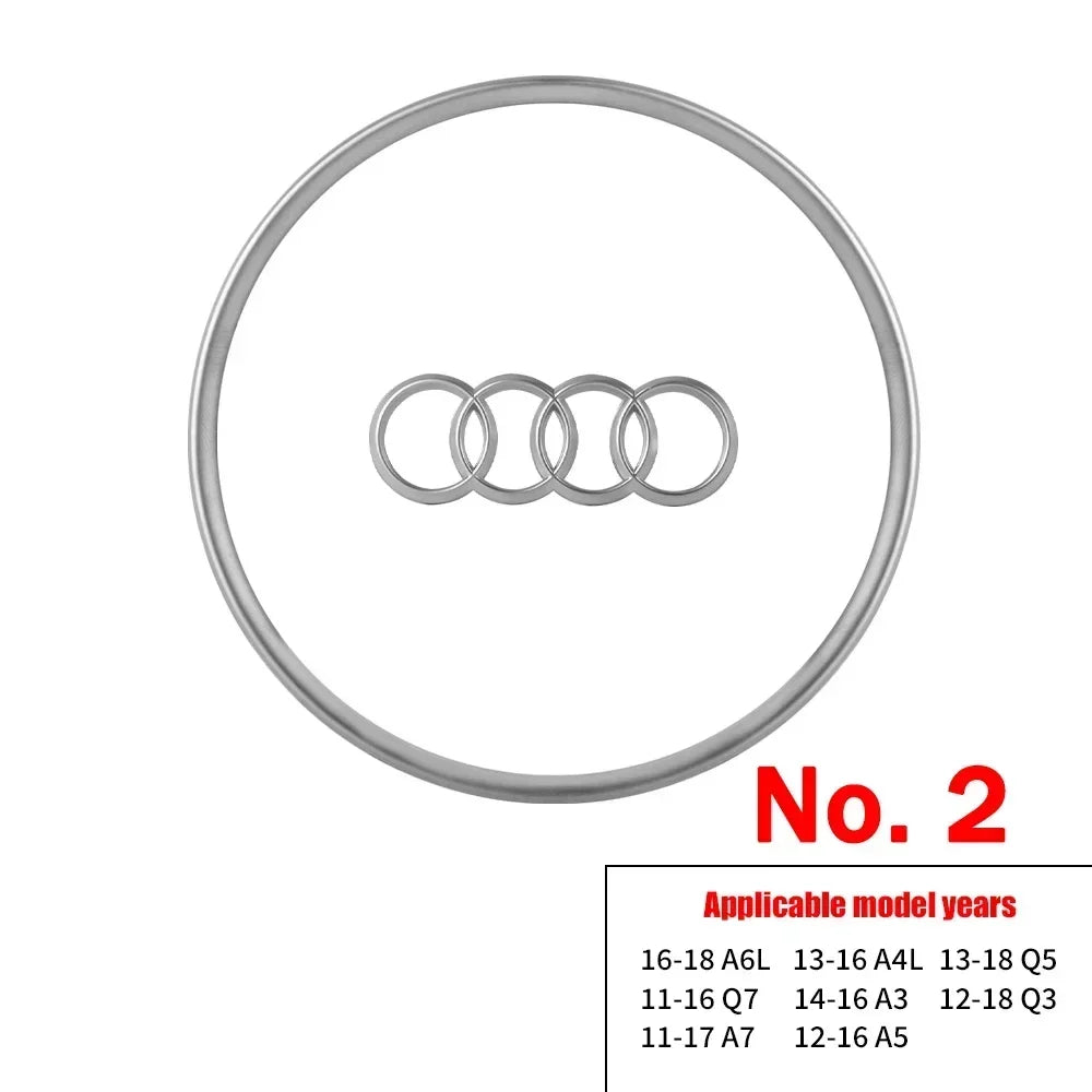 Audi Automobile Steering Wheel Logo Bright Frame Strip Electroplated Sticker Emblem For A3 A4 B8 8P B9 8V A5 A6 C7 A7 Q3 Q5 Q7