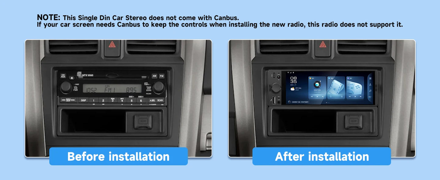 1DIN 6.86inch Universal MP5 Car Radio Support Wireless Carplay Android AUTO AUX USB BT Touch Screen Multimedia Video Player