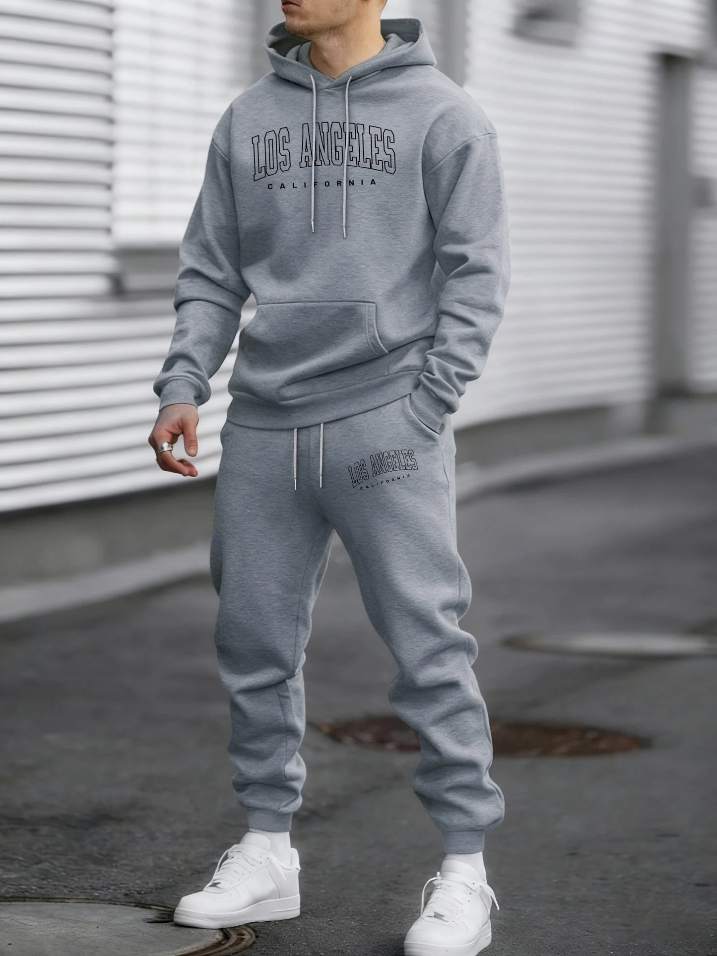 Usa California City Print Pullovers Men Fleece All-Match Sport Suits Autumn Warm Vintage Pants Unisex Loose Soft Hoodies