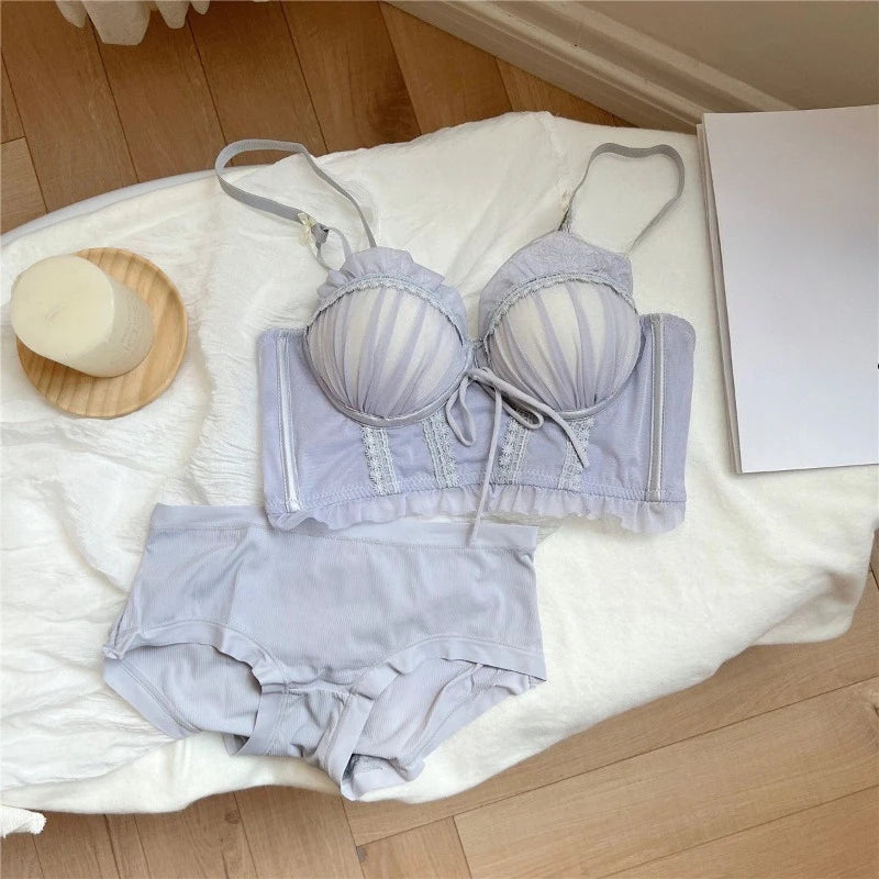 Iroppoi Sweet Charming Lingerie Set Delicate Lace Push Up Bra Small Cup Women, Sek-si Feminine Look New Hot Item BANERDANNI