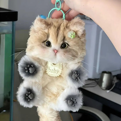 High Quality Cute Handmade Twisty Stick Little Cat Pendant Keychain Plush DIY Material Package Gifts Twist Bar Kitten Doll Toy