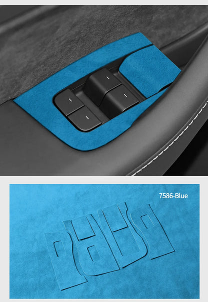 Top Suede For Tesla Model 3(2019-2023) Model Y(2019-2024) Car Window Control Panel Button Trim Sticker Interior Tuning Accessory