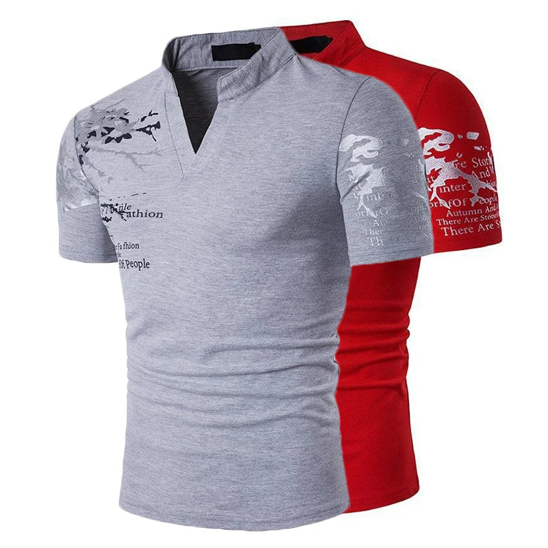 New Short Sleeve T-shirt 2/1Pcs Mens Casual Polo Shirt Summer Fitness Ultralight Tops Sportswear V-Neck T-shirt Printed Pullover