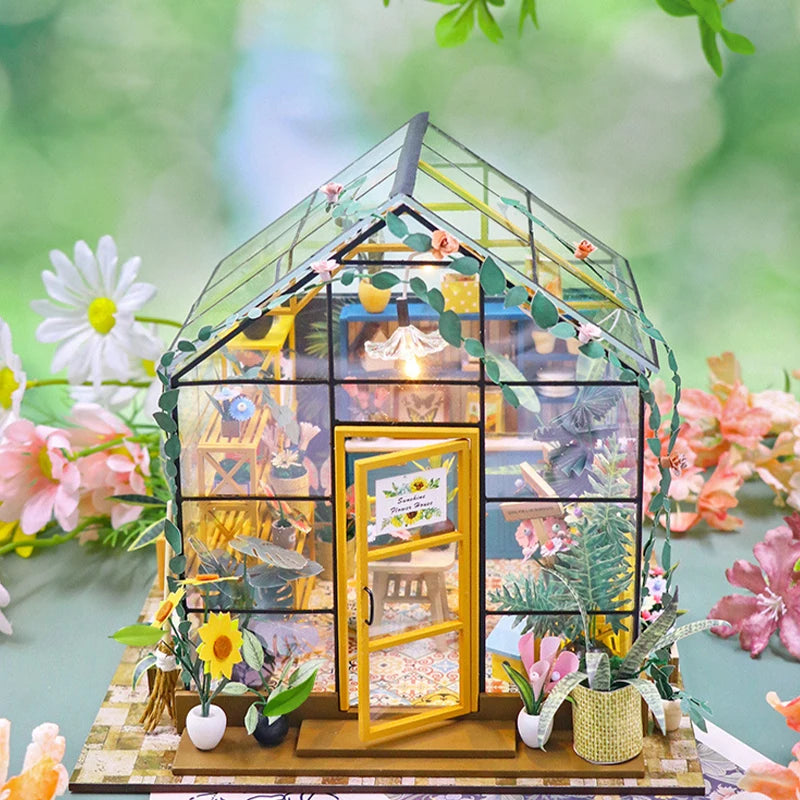 Mini DIY DollHouses Kit Flower House Handmade 3D Puzzle Assembly Building Toys Home Bedroom Decoration With Furniture Doll House