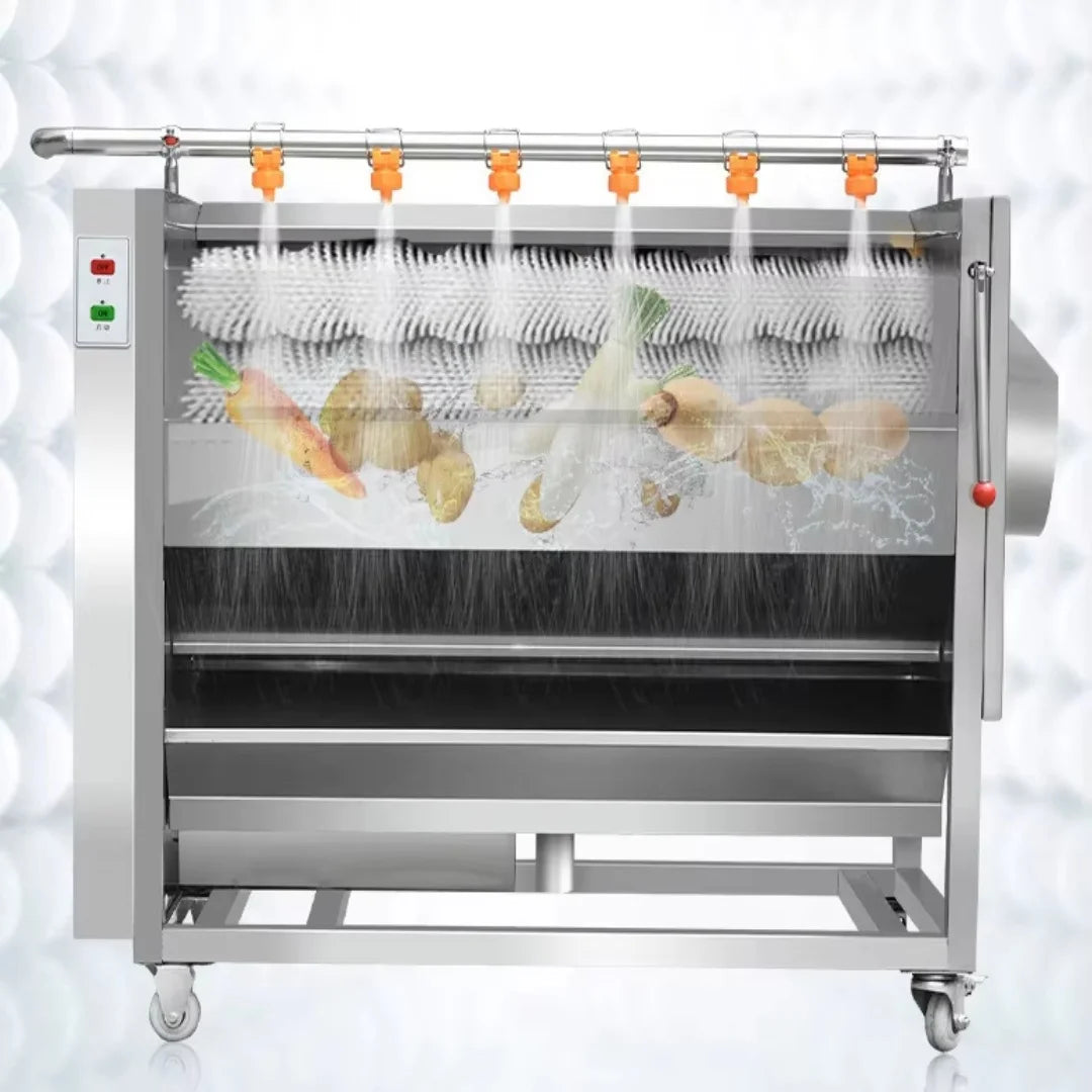 Vegetables and Fruits Automatic Commercial Potato Ginger, Lotus, Papaya Sweet Potato Cleaning Roller Washing and Peeling Machine