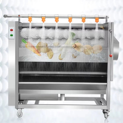 Vegetables and Fruits Automatic Commercial Potato Ginger, Lotus, Papaya Sweet Potato Cleaning Roller Washing and Peeling Machine