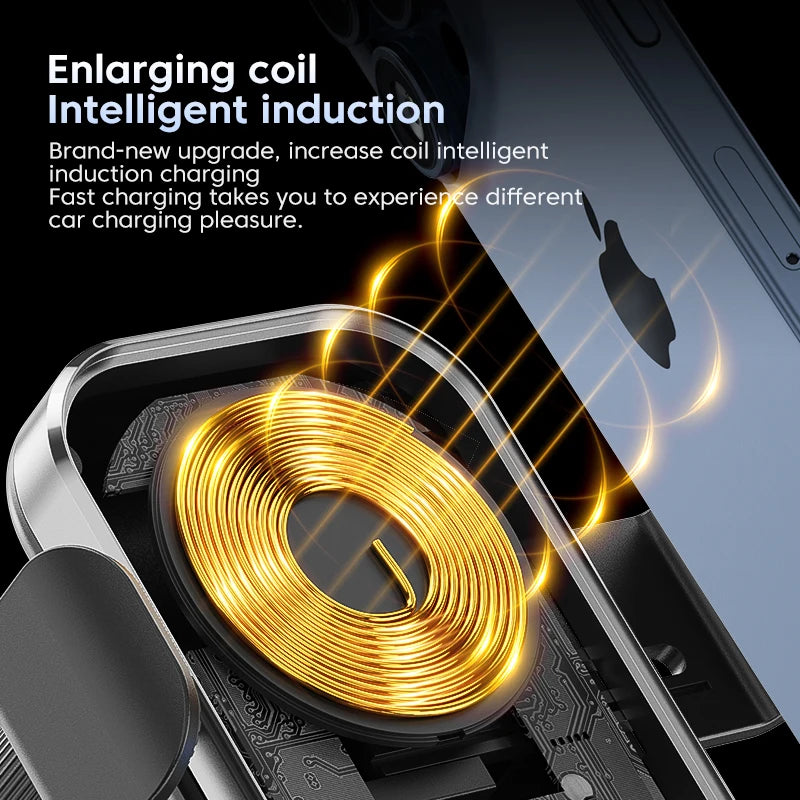 Universal Car Wireless Charging Mobile Phone Holder Air Outlet Mount Transparent Vehicle Navigation Bracket for Smartphones