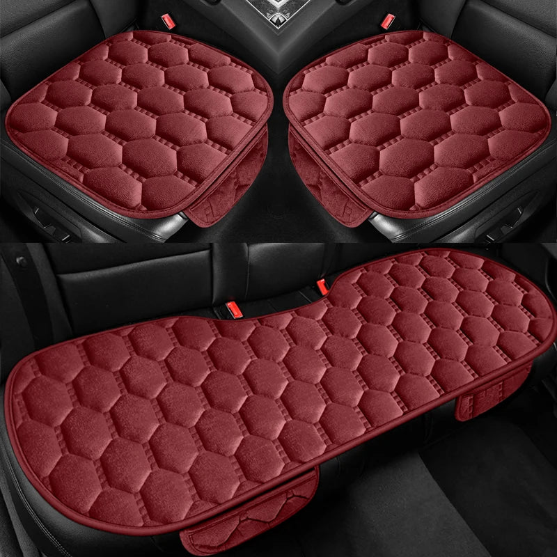 Winter Warm and Thick Velvet Car Seat Cushion Four Seasons Universal Single Seat Small Three piece Plush Warm Five Seat Anti sli
