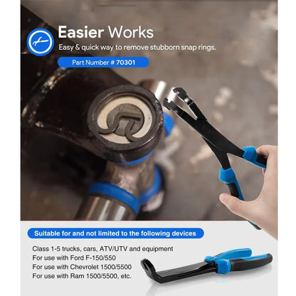 Angled U-Joint Snap Ring Pliers 8'' Fit for Automotive and Medium Duty Trucks, Cars, Equipment, and ATV/UTV,   #70301