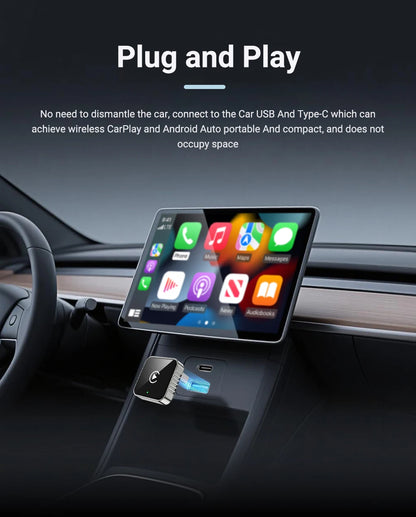Wireless CarPlay Android 2026 New Smart Auto Adapter Hassle-Free Plug&Play Stable BT WiFi Connect OTA Upgradable Fit 99% Vehicle