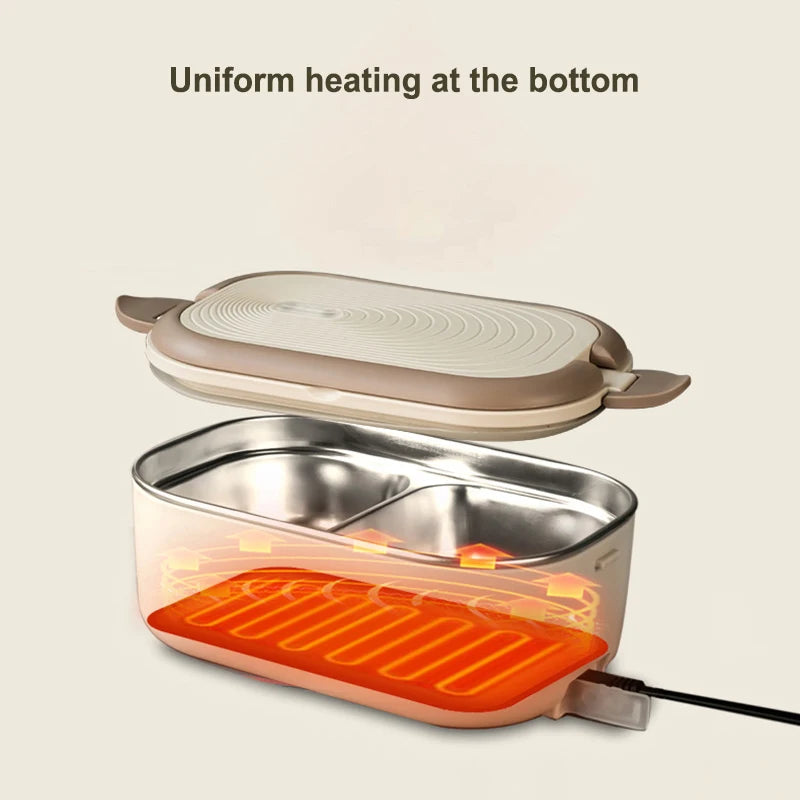 New 304 Stainless Steel Electric Lunch Box Portable Water-free Electric Lunch Box 220V Constant Temperature Heating Lunch Box