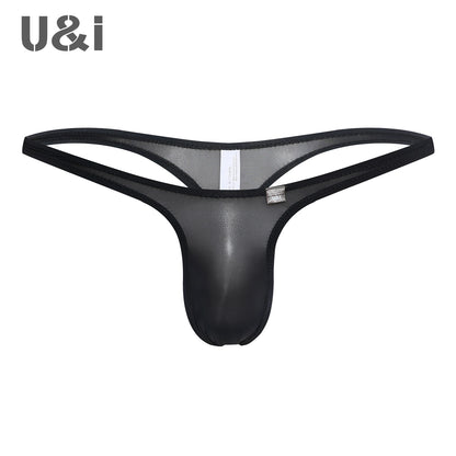 U＆I Men's Sexy Thong Underwear Ultra-Thin Micro-Transparent One-Piece Upward No Pouch Innerwear