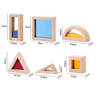 Sensory Wooden Block Set Acrylic Rainbow Building Toy Suitable For Children's STEM Learning Gift Rainbow Stacking Block Game