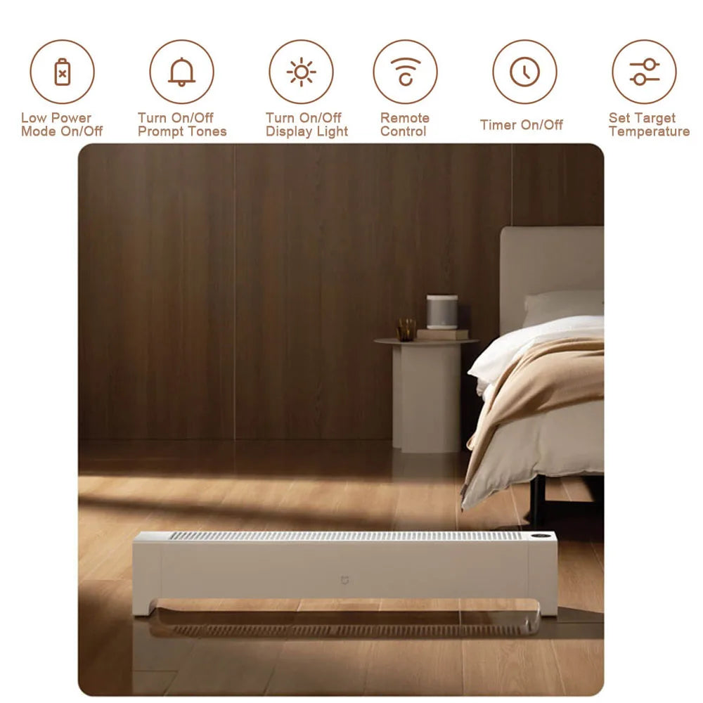 MIJIA Graphene Baseboard Heaters 2nd,Constant Temperature,5S Rapid Heating,2200W Timer Setting,CN Version With Adapter