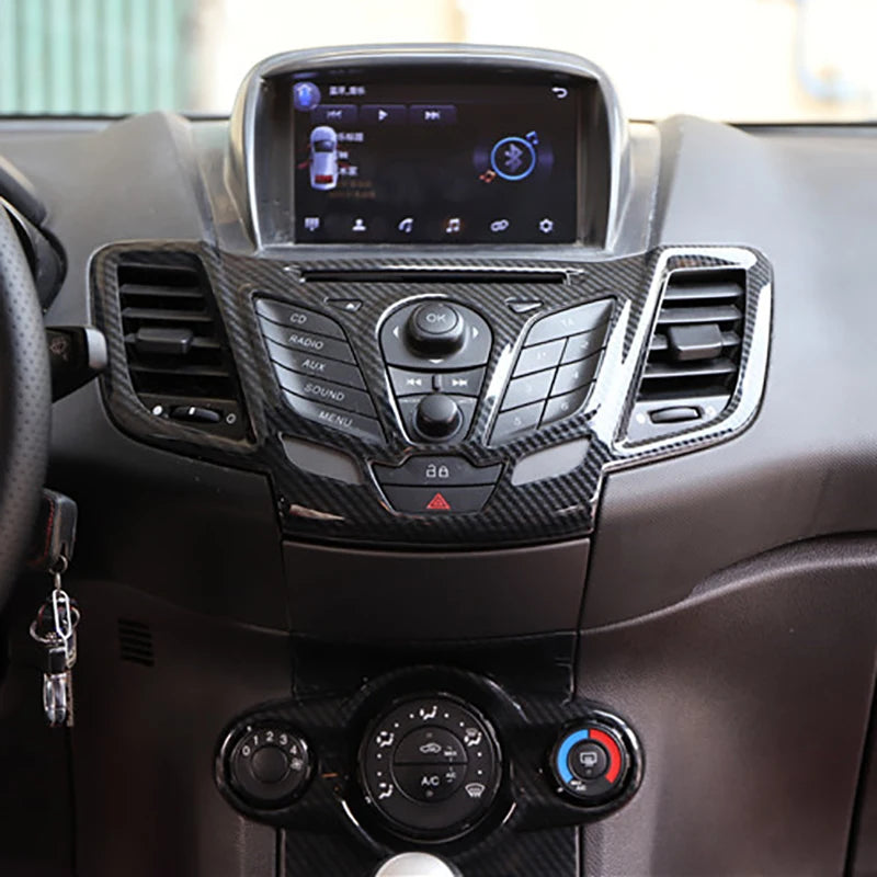 For Ford Fiesta 2009-2013 2011 2012 2013 Center Control CD Player Panel Frame Trim Cover Sticker